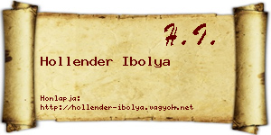 Hollender Ibolya névjegykártya